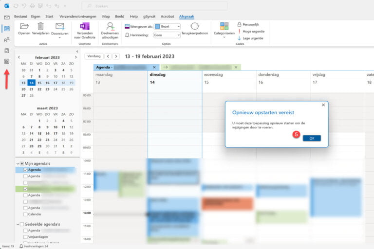 Stap 5 om de outlook balk terug naar onderen te plaatsen