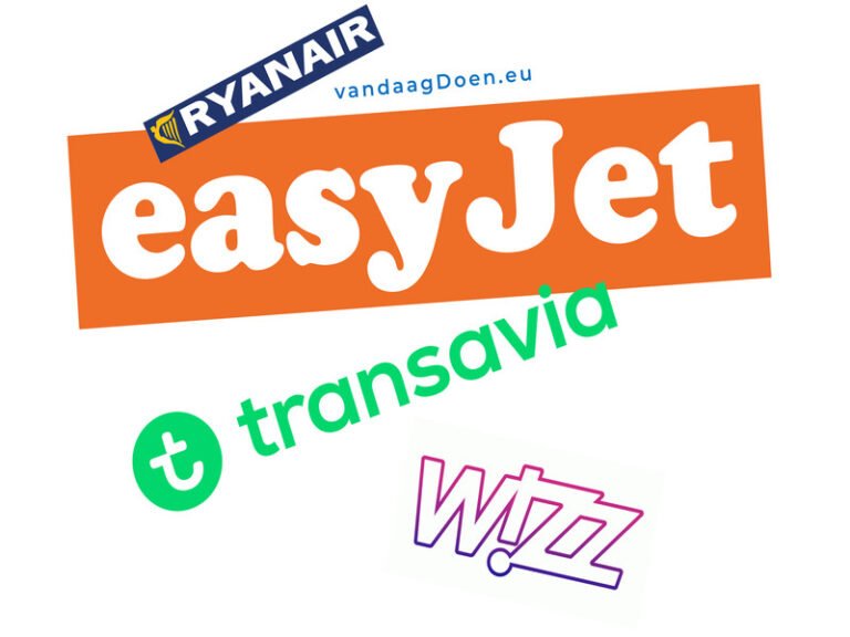 Logos van de goedkoopste vliegtuigmaatschappijen voor tickets